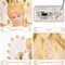 Lighted Christmas Tree Topper Angel with Timer, 12 Inch Luxury White Gold Fabric Small Angel Tree Topper with Lights for Christmas Tree Decoration Indoor, Battery Operated